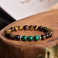 Natural Malachite Tiger Eye Beaded Bracelet