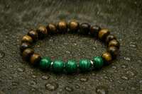 Natural Malachite Tiger Eye Beaded Bracelet