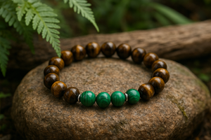 Natural Malachite Tiger Eye Beaded Bracelet