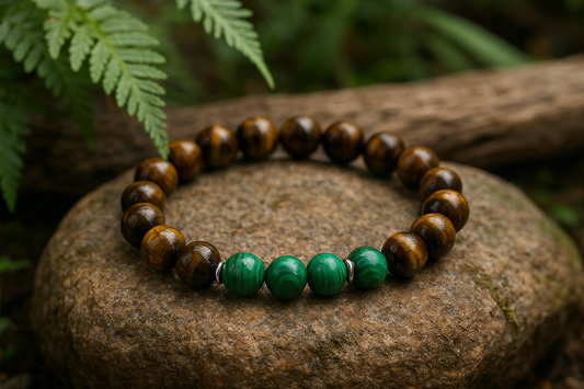 Natural Malachite Tiger Eye Beaded Bracelet